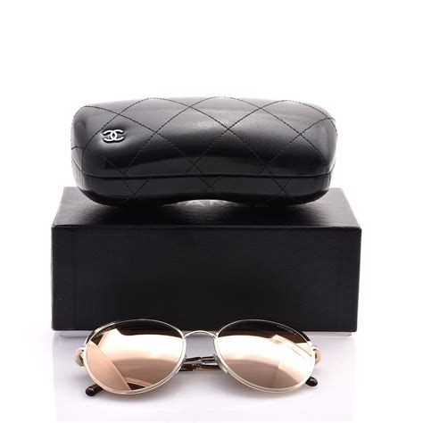 CHANEL Round Mirror Sunglasses 4206 Rose Gold.